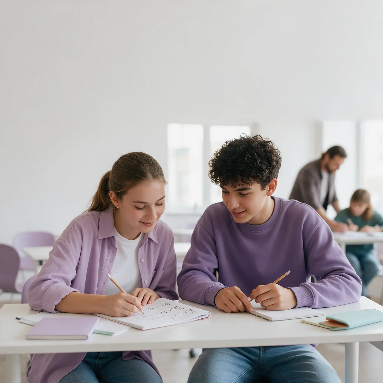 Dos estudiantes resolviendo ejercicios de matemática para el ingreso a FAMAF